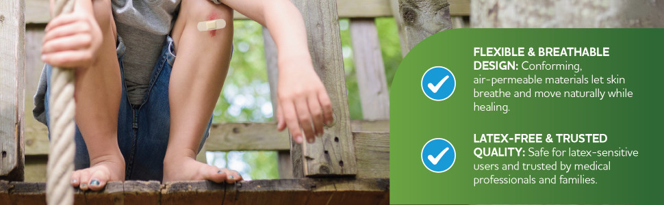 Flexible & Breathable Design: Conforming, air-permeable materials let skin breathe and move naturally while healing.
Latex-Free & Trusted Quality: Safe for latex-sensitive users and trusted by medical professionals and families.