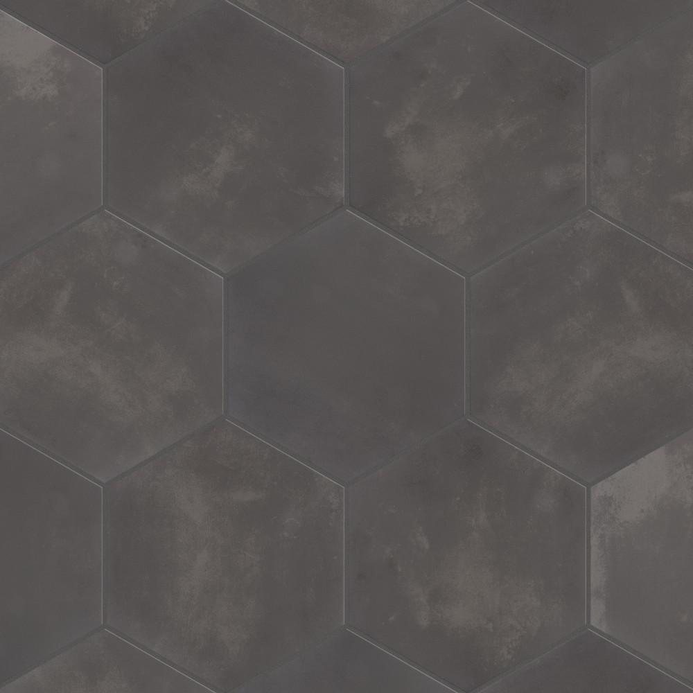 Horizon Hex Nero 7.75x9 Hexagon Ceramic Floor and Wall Digital Pattern