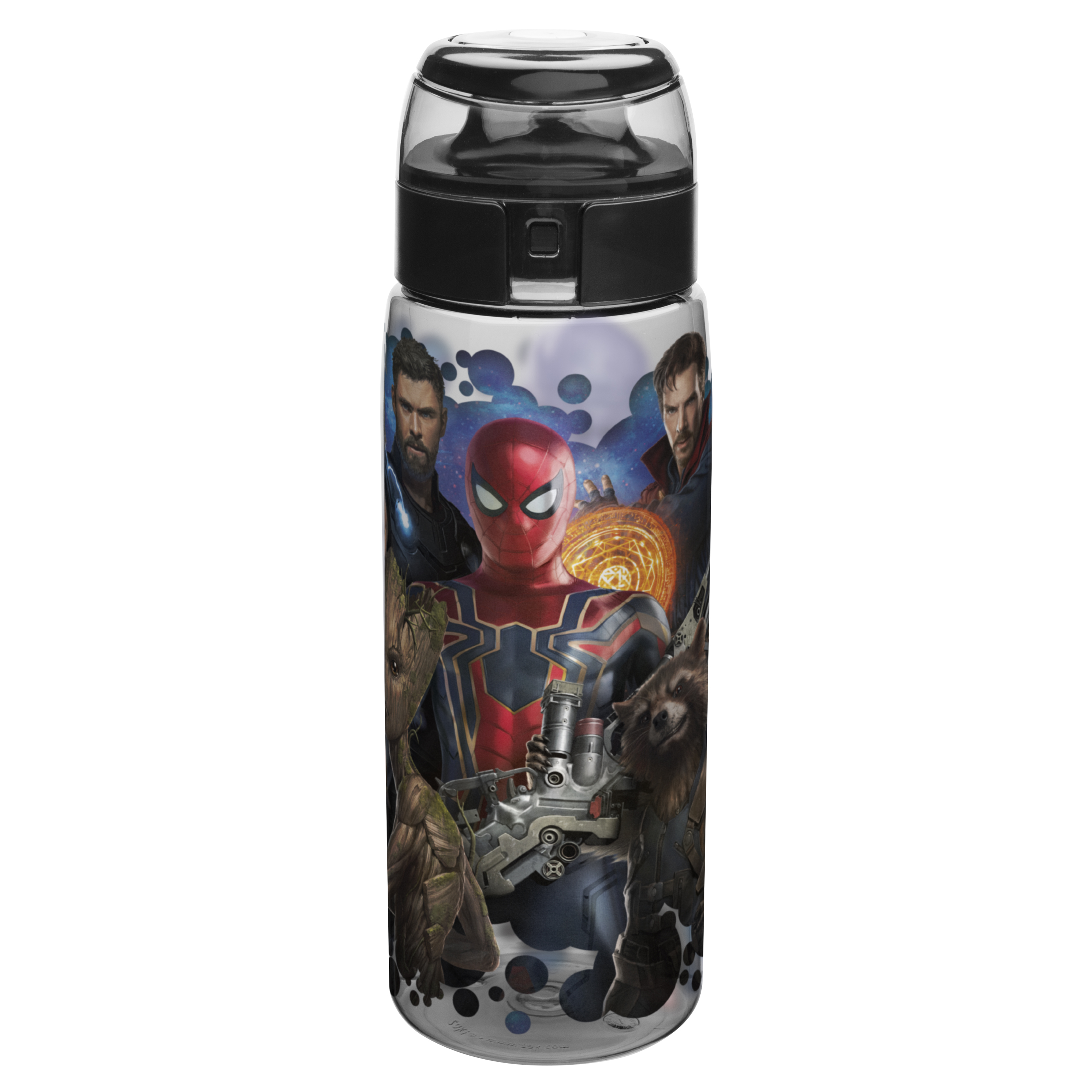 Marvel Comics 25 ounce Water Bottle, Spider-Man, Groot, Star-Lord & Rocket Raccoon slideshow image 1 Marvel Comics 25 ounce Water Bottle, Spider-Man, Groot, Star-Lord & Rocket Raccoon slideshow image 1