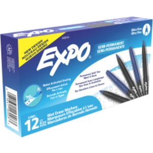 Vis-a-Vis Wet Erase Markers, Ultra Fine Point, Blue, 12 Count