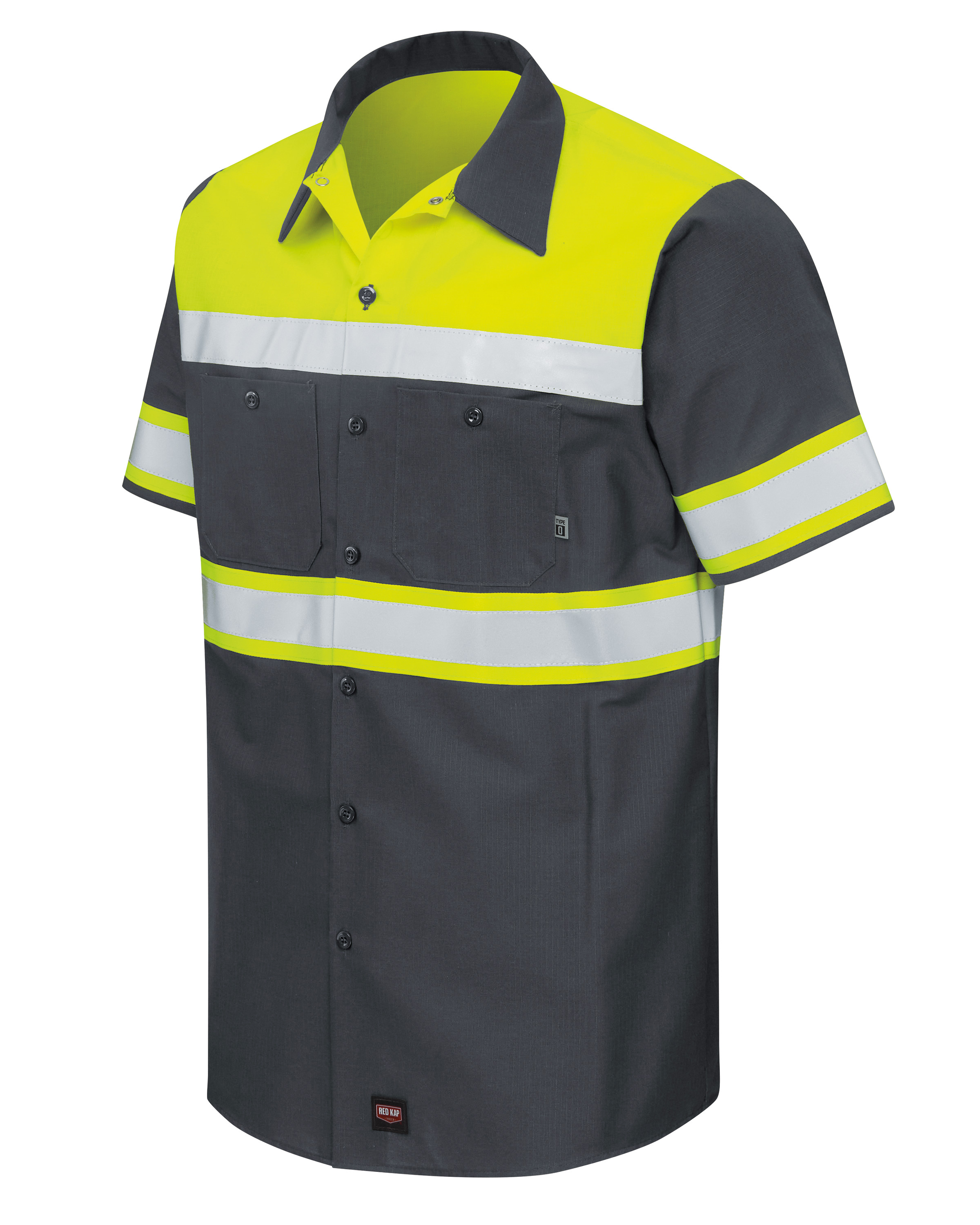 Camisa de trabajo Red Kap para hombre de alta visibilidad manga corta bloque de color Ripstop - tipo - Imagen 11 de 11
