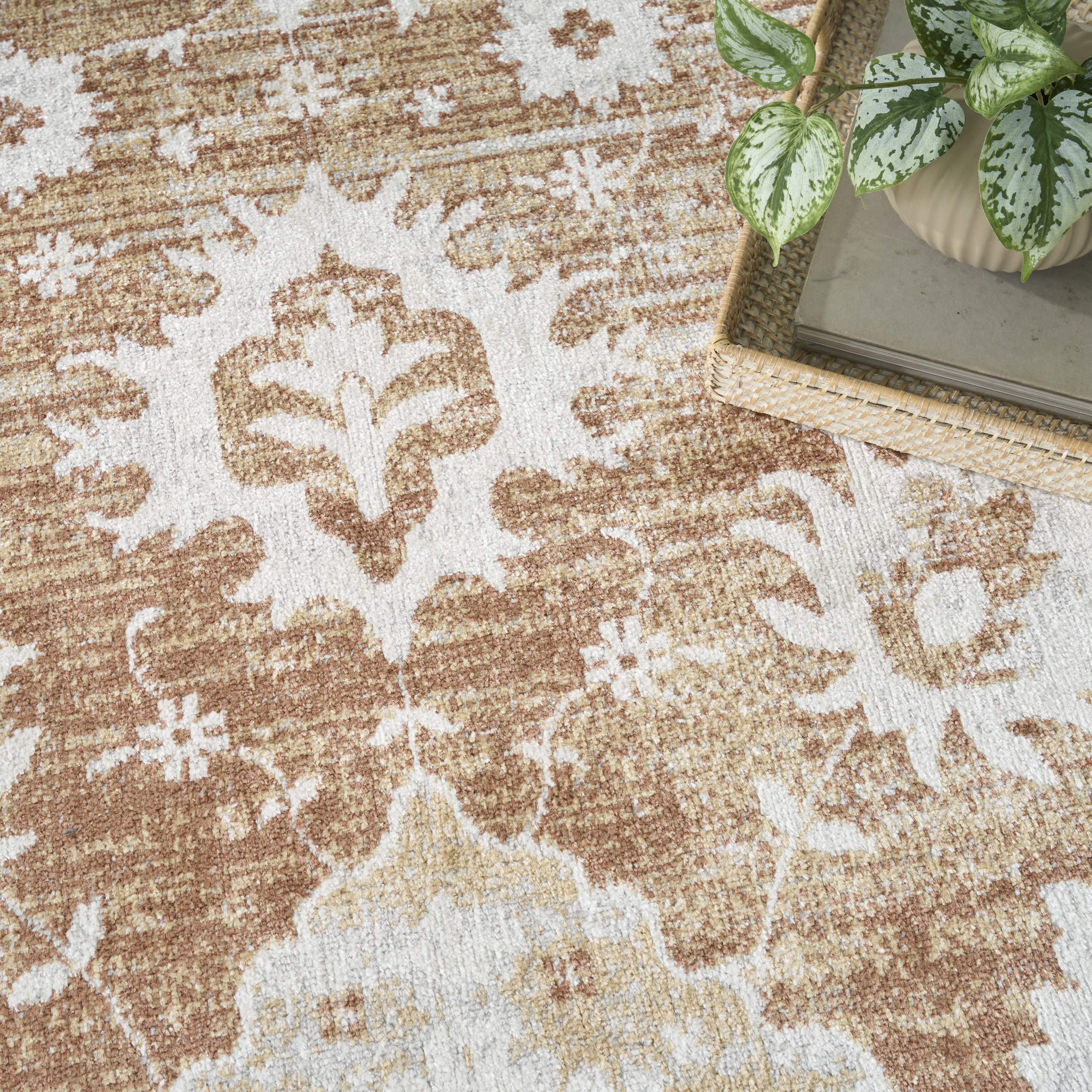 Nourison Astra Machine Washable 4' x 6' Copper Vintage Indoor Rug