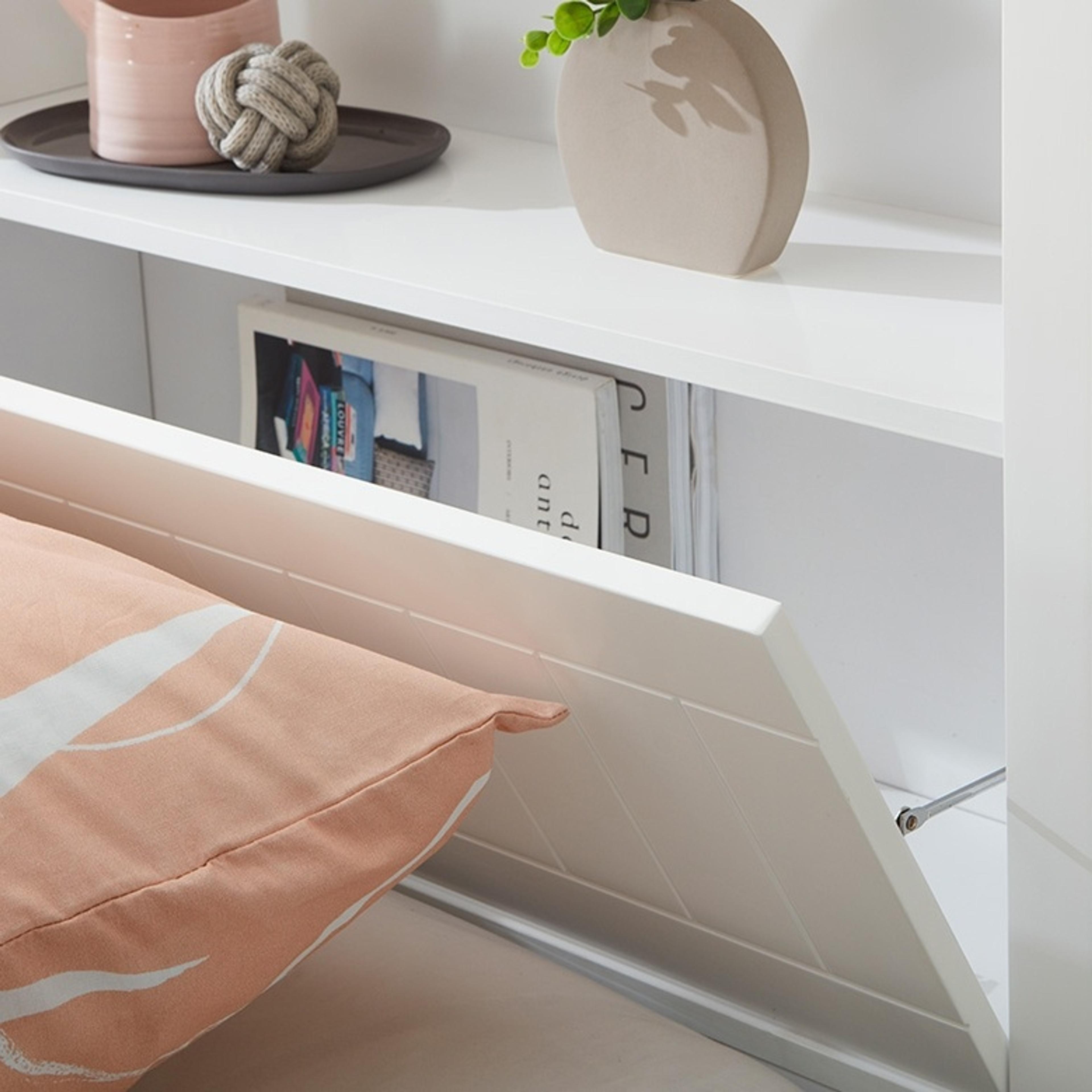 Detail image of the  Bella Bed Frame, Front Slat Gas Lift Base, Ivory White from Forty Winks
