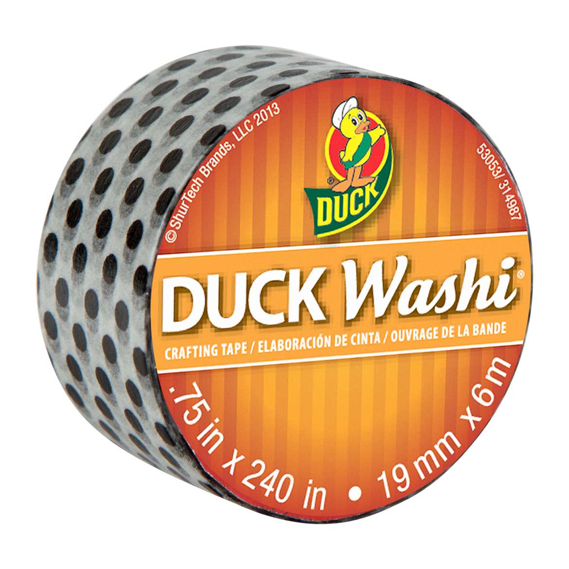 Duck Washi® Crafting Tape - Black Pin Dot, .75 in. x 240 in. Image