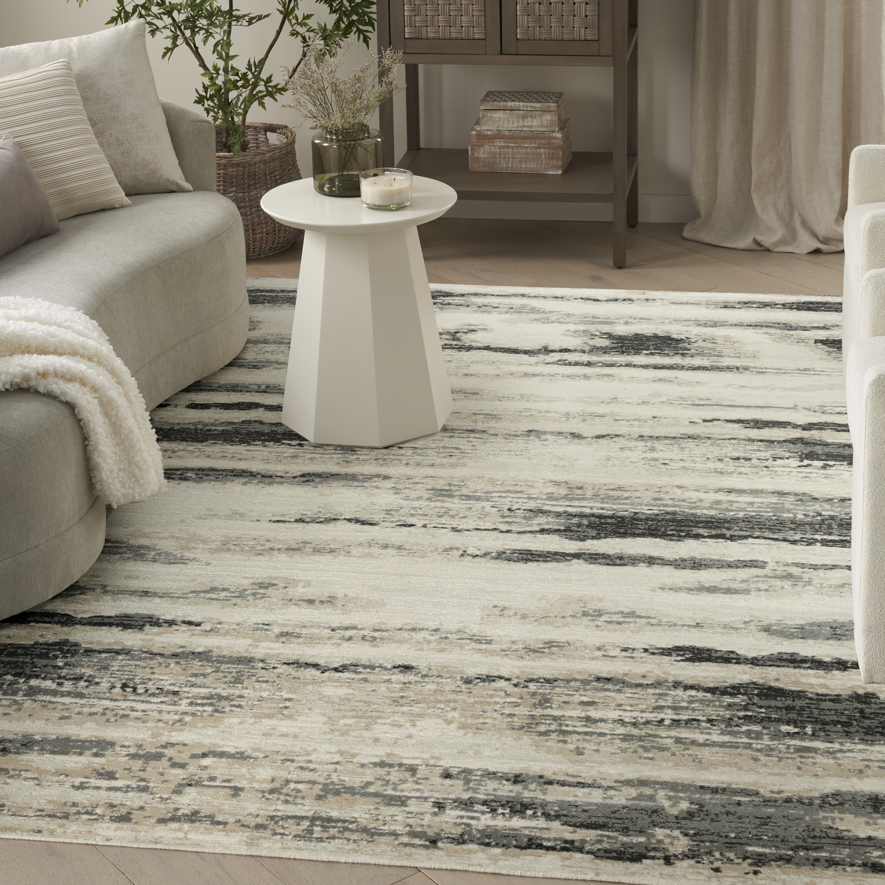 Nourison Serenity Home 7'10" x 9'10" Grey Multicolor Modern Indoor Rug