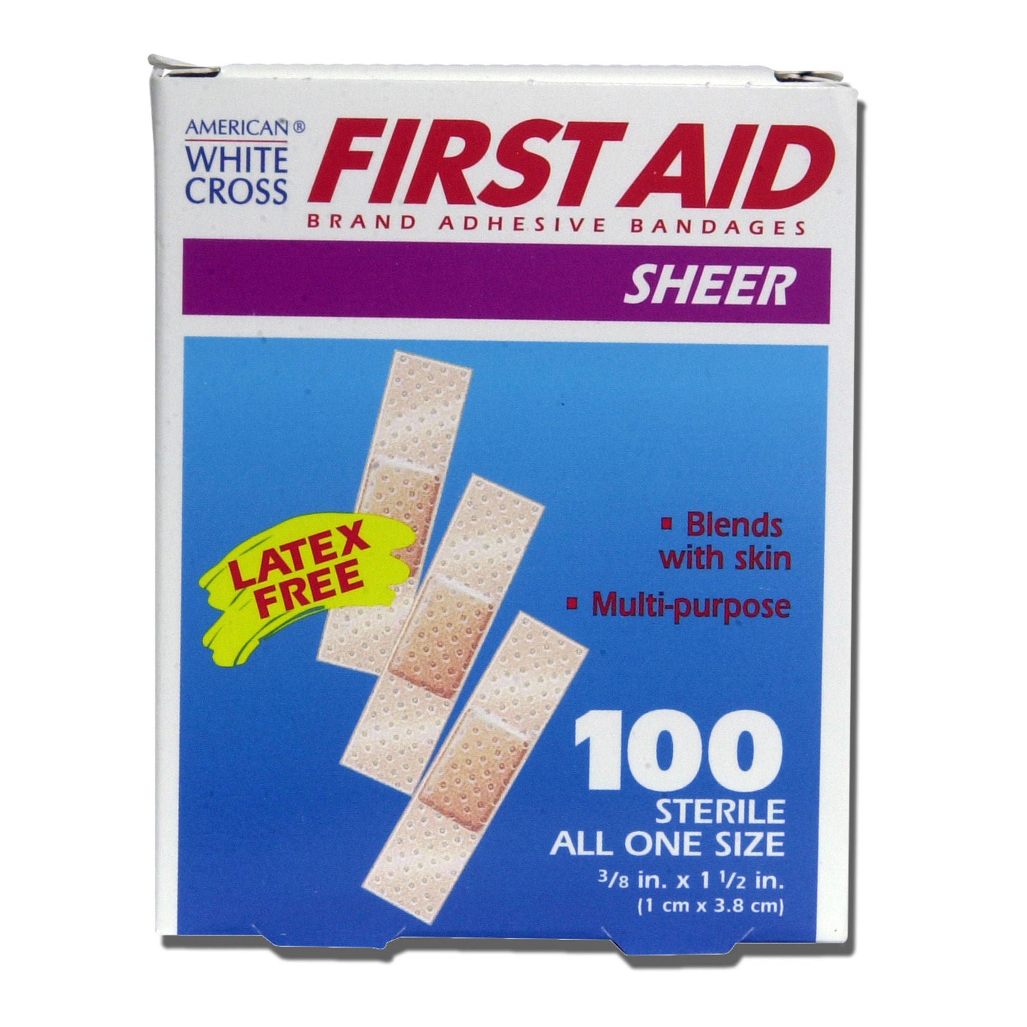 American® White Cross First Aid® Adhesive Strip, 3/8 x 1½ Inch