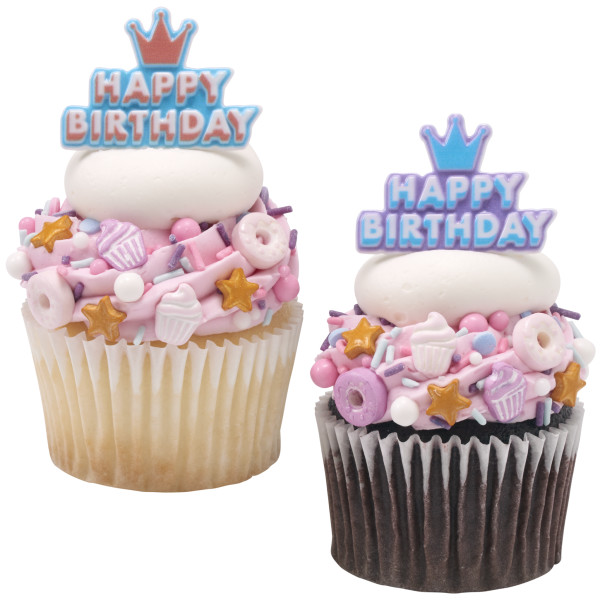 Happy Birthday Crown Cupcake Rings