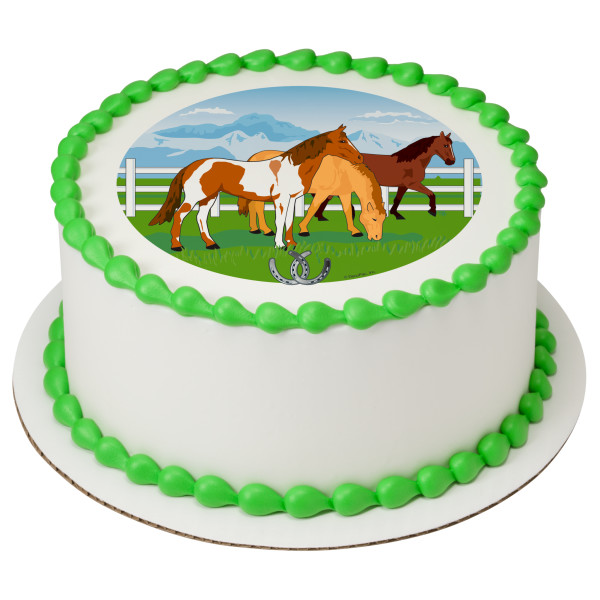 Grazing Horses PhotoCake® Edible Image®