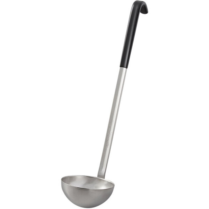 6-ounce two-piece stainless steel ladle with Kool-Touch® handle in black