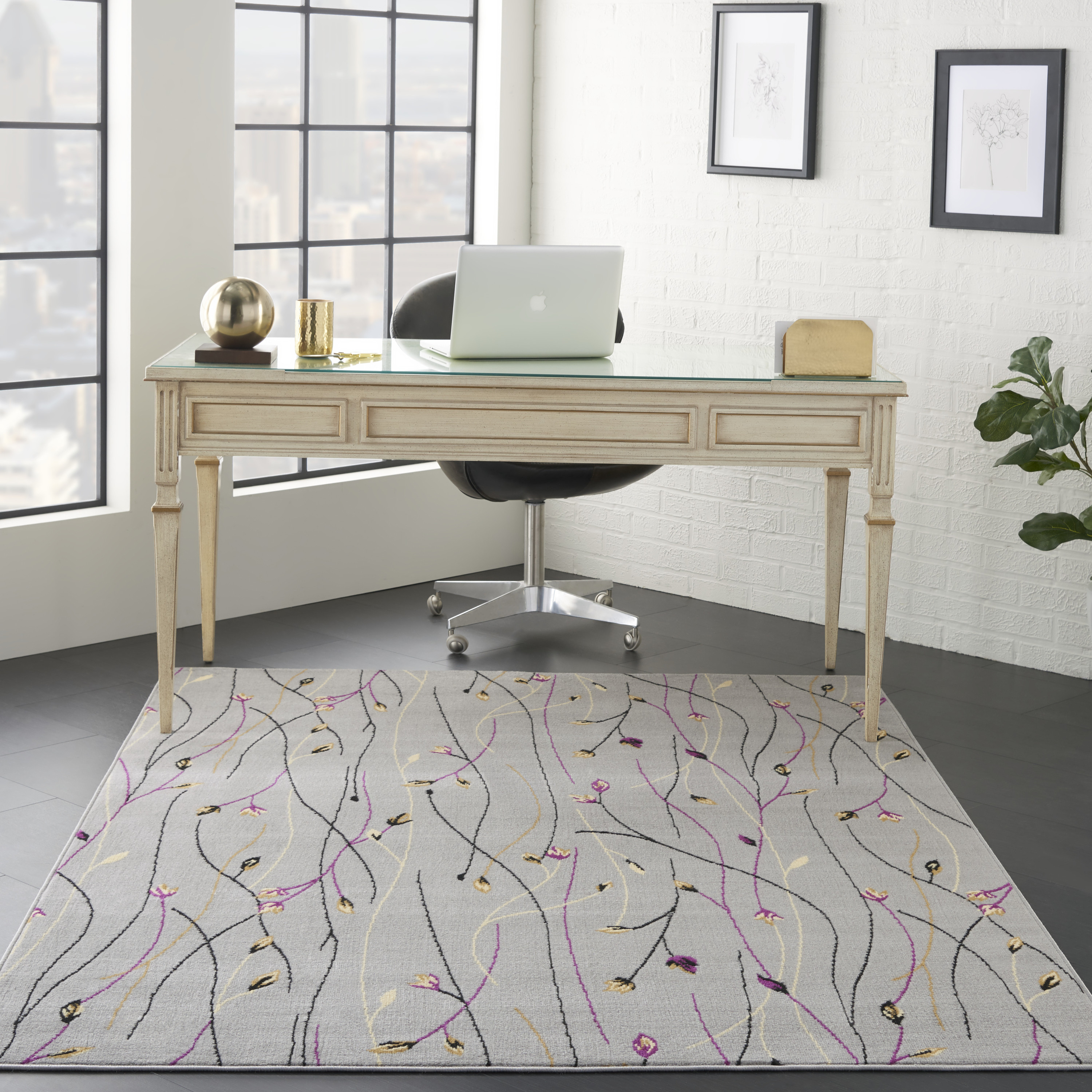 Nourison Grafix 5'3" x 7'3" Grey Contemporary Indoor Rug