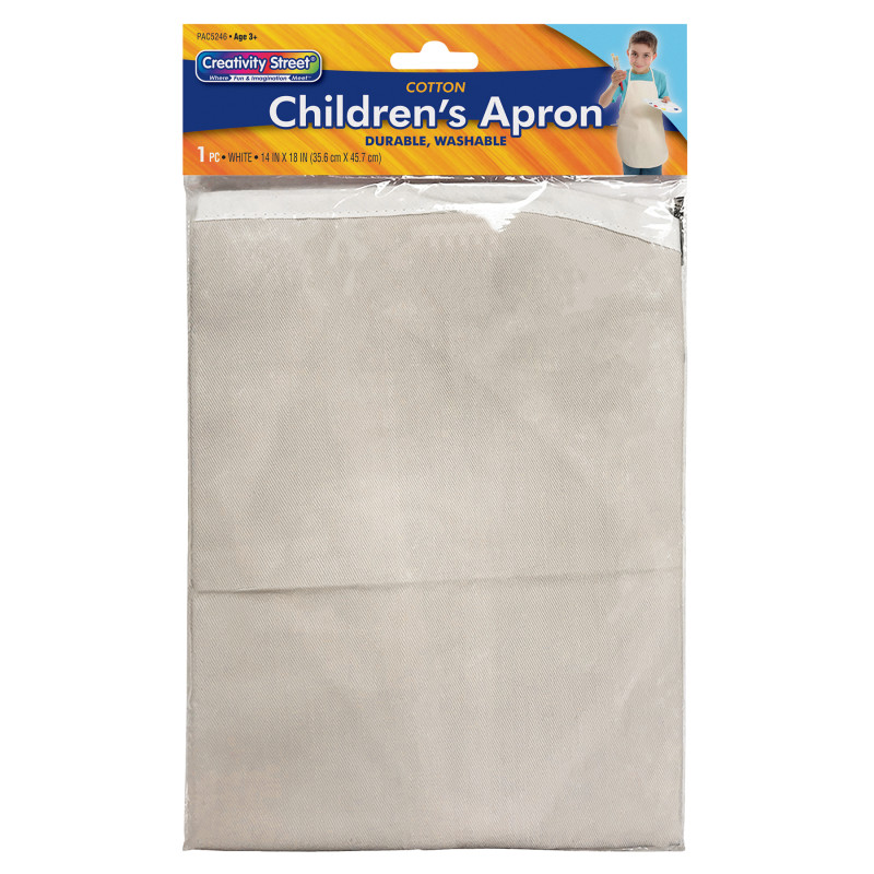 Children's Cotton Art Apron, 14 in x 18 in, White
