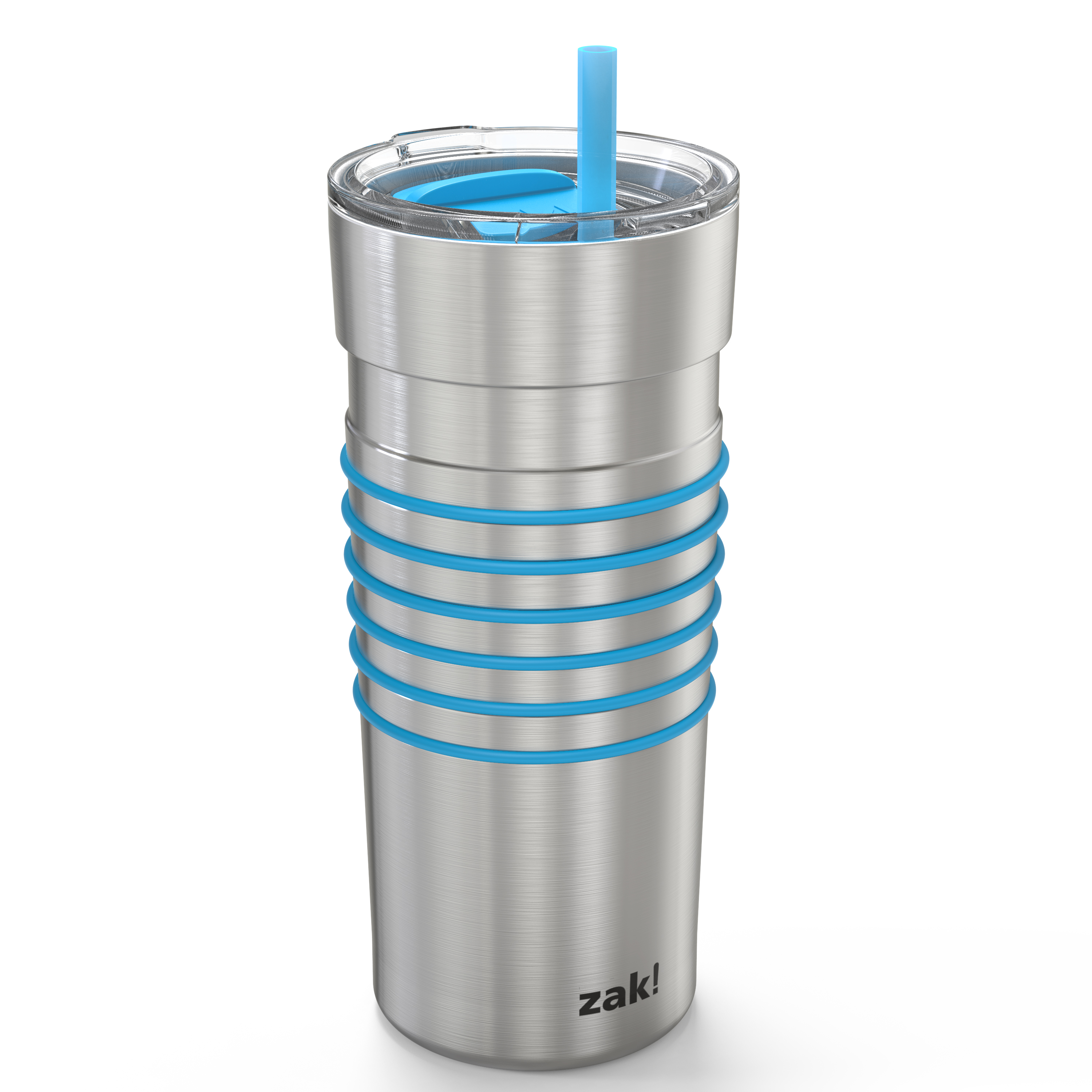 HydraTrak 20 ounce Vacuum Insulated Stainless Steel Tumbler, Stainless Steel with Blue Rings slideshow image 1 HydraTrak 20 ounce Vacuum Insulated Stainless Steel Tumbler, Stainless Steel with Blue Rings slideshow image 1
