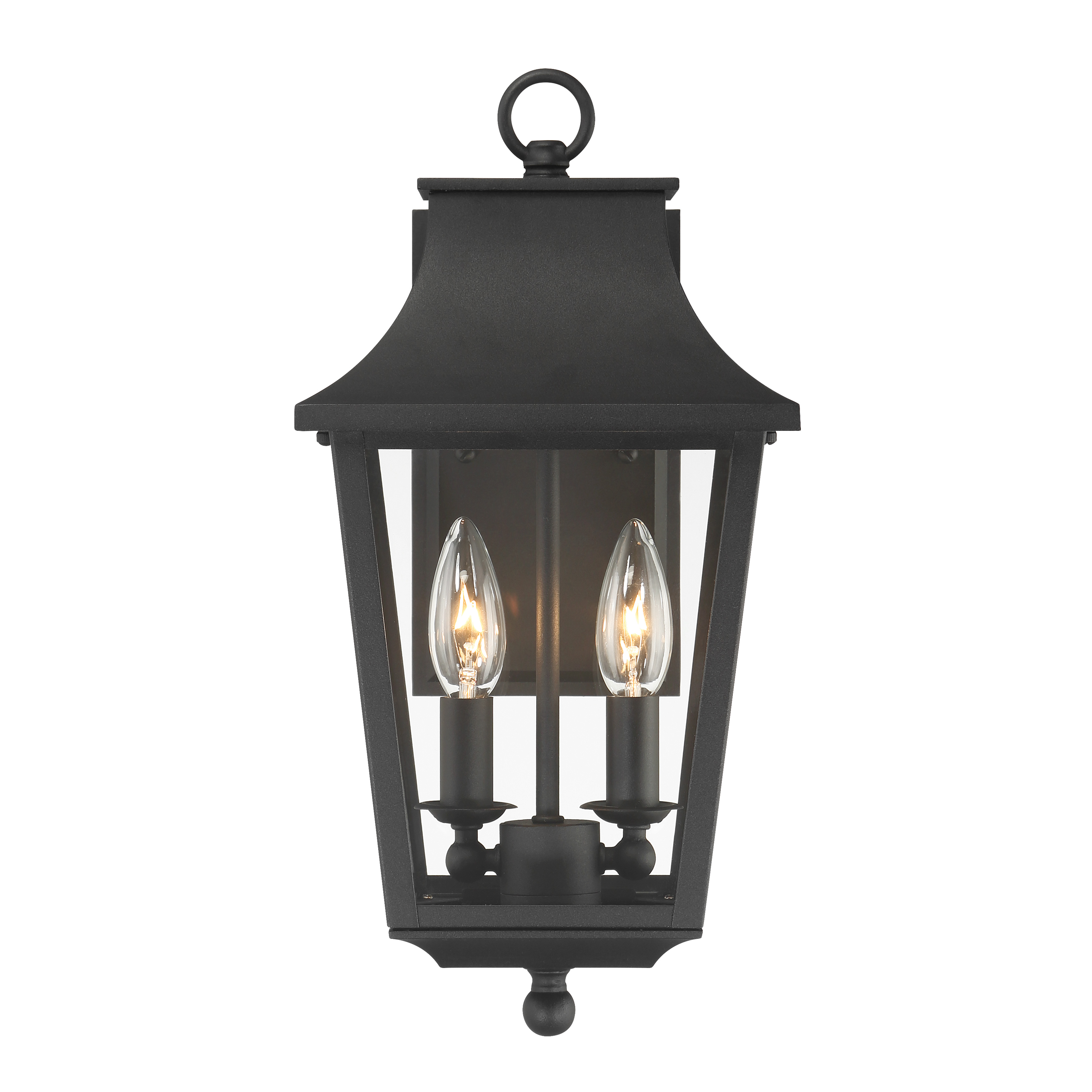 2 Light Outdoor Wall Mount in sand Coal Black with Clear Glass - alternate view