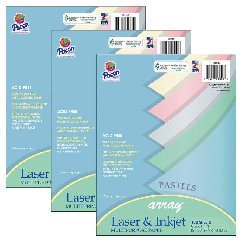 Pastel+Multipurpose+Paper+Array%2C+8-1%2F2%22+x+11%22%2C+100+Sheets+Per+Pack%2C+3+Packs