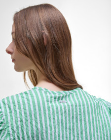 Daison Striped Blouse Kelly Green Stripe