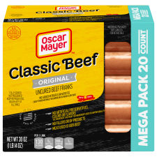 Oscar Mayer Classic Beef Uncured Franks Mega Pack, 20 ct Box