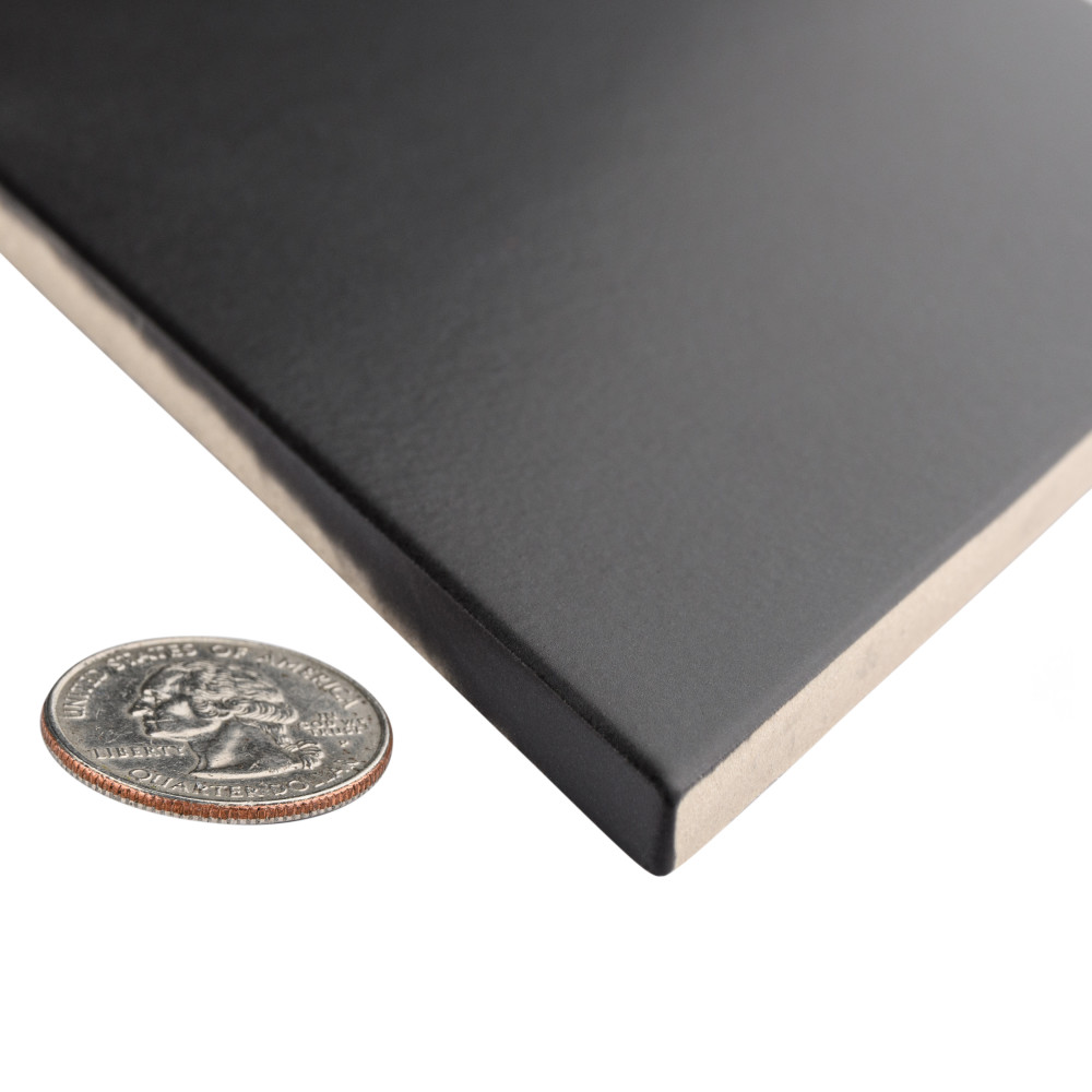 Rhombus Smooth Black 5-1/2 in. x 9-1/2 in. Porcelain Floor and Wall Tile