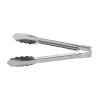 9 ½-inch heavy-duty stainless steel one-piece scalloped tongs