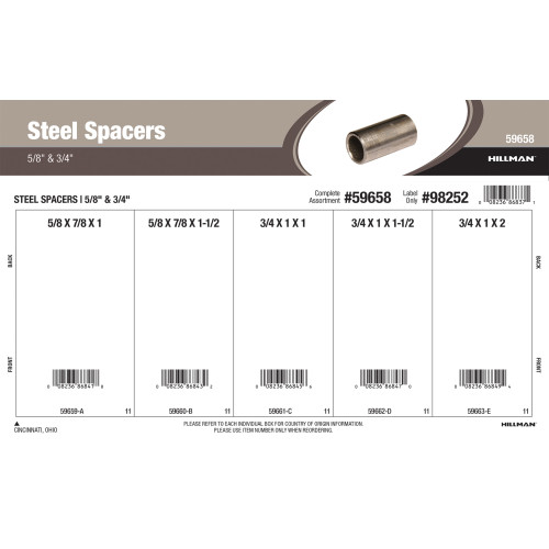 Steel Spacers Assortment (5/8