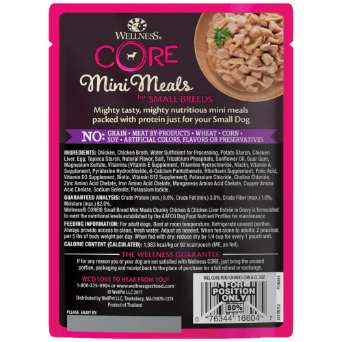 Wellness CORE Mini Meals Chicken back packaging
