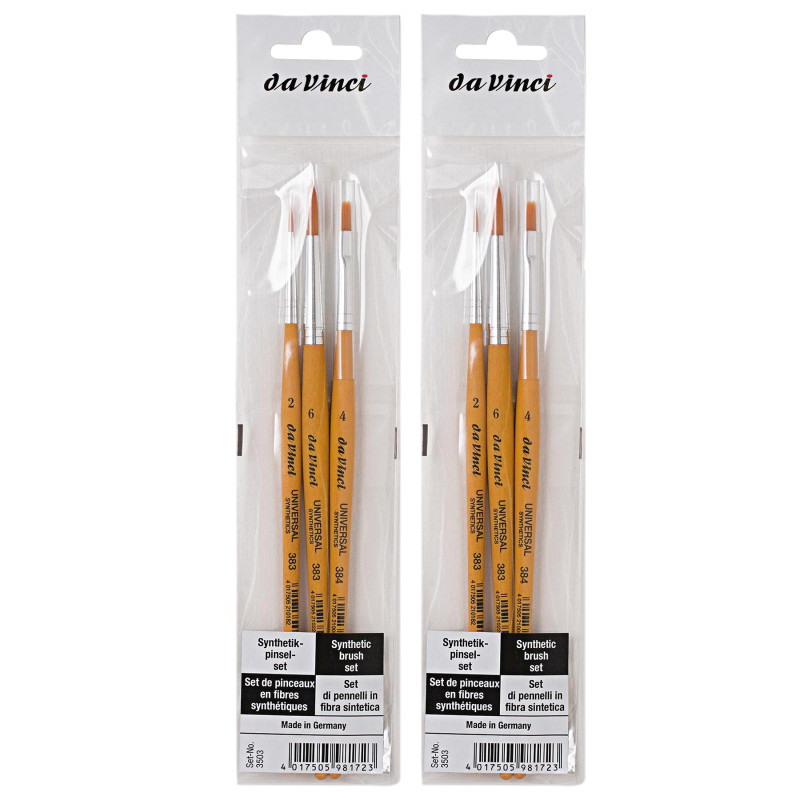UNIVERSAL School Brushes, Synthetic, All Paint Types, Assorted, 3 Per Set, 2 Sets
