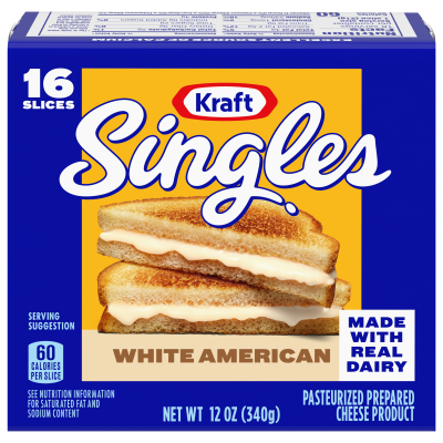 Kraft Singles White American Cheese Slices 12 oz Package (16 Slices)