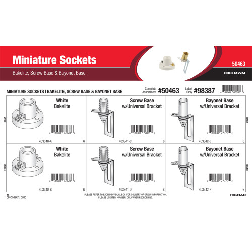Miniature Sockets Assortment (Screw Base & Bayonet Base)