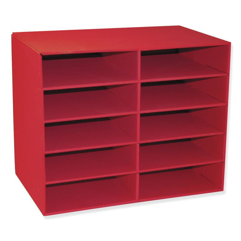 10-Shelf Organizer, Red, 17"H x 21"W x 12-7/8"D, 1 Organizer