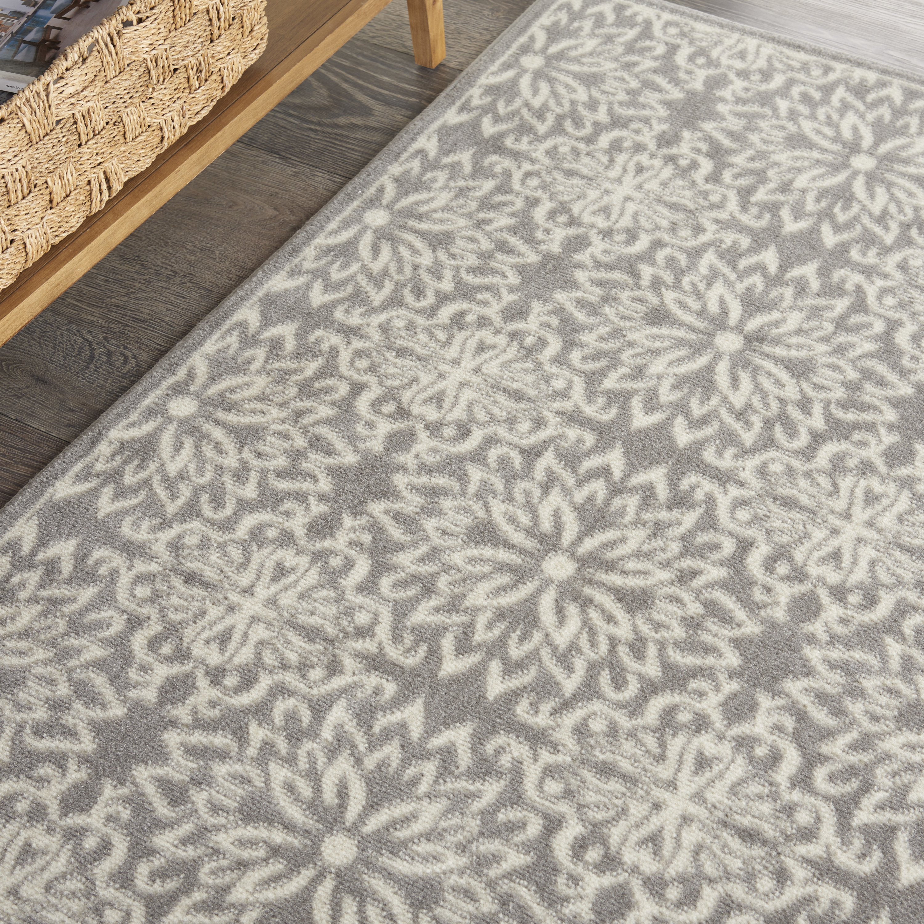 Nourison Jubilant 3' x 5' Ivory Grey Farmhouse Indoor Rug