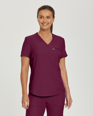 Landau Forward LT101 Womens Rib Knit Side Panel 2-Pocket Medical Scrub Top-Landau