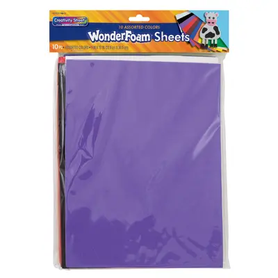 Creativity Street  WonderFoam Sheets, 10 Assorted Colors,  9" x 12", 10 Sheets