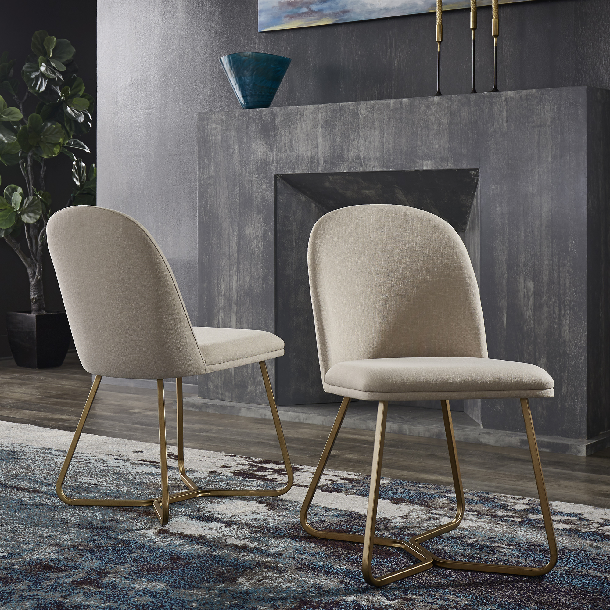 Linen Upholstered Dining Chairs (Set of 2)