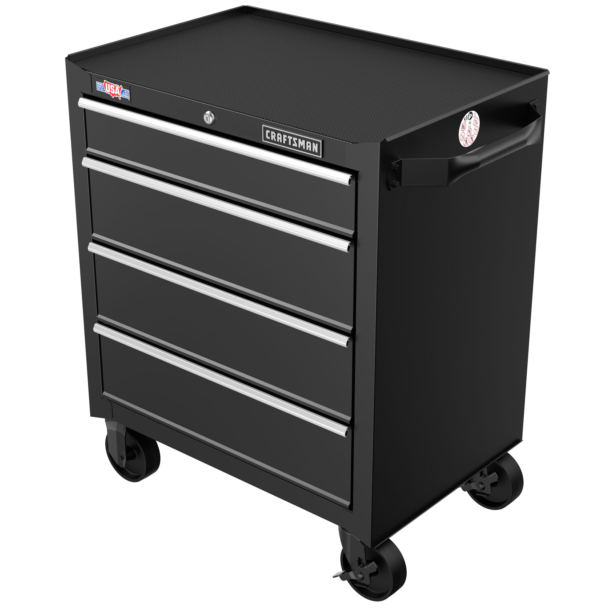CRAFTSMAN 4-drawer cabinet highlighting recessed side handles feature