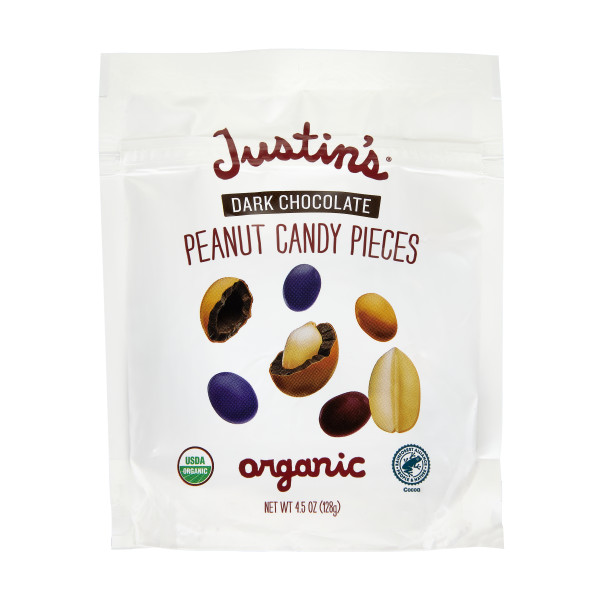 JUSTIN'S Dark Chocolate Peanut Candy Pieces 6-4.5 Ounce Packs . C1CB - Front Center Inner Pack (Hi Res)