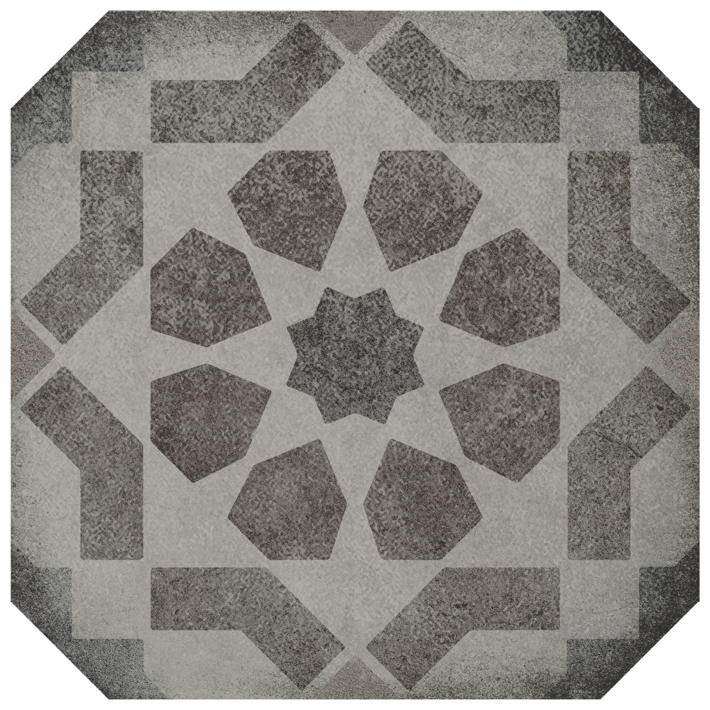 Laverton Octagon Deco Sombra 7-7/8 in. x 7-7/8 in. Porcelain Floor and Wall Tile