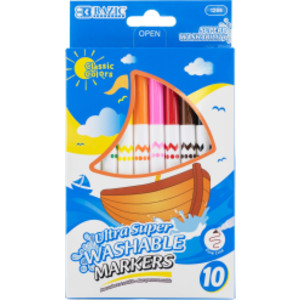 Fine Line Super Washable Markers, 10 Assorted Colors