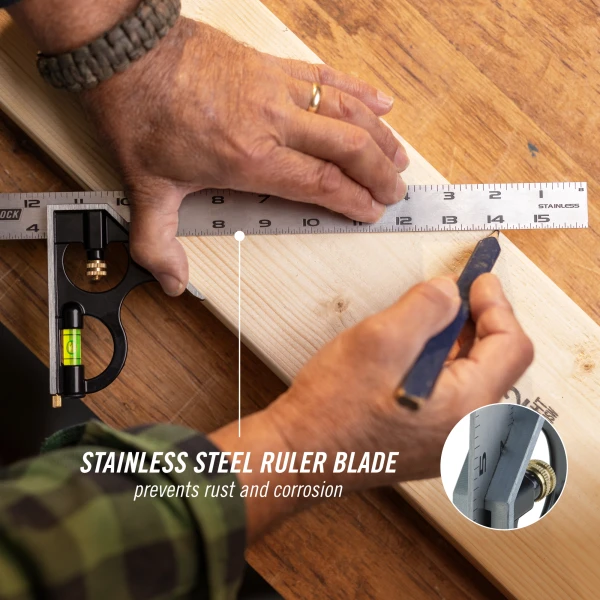 8100-016CS 16-inch High-Visibility Stainless Steel Combination Square