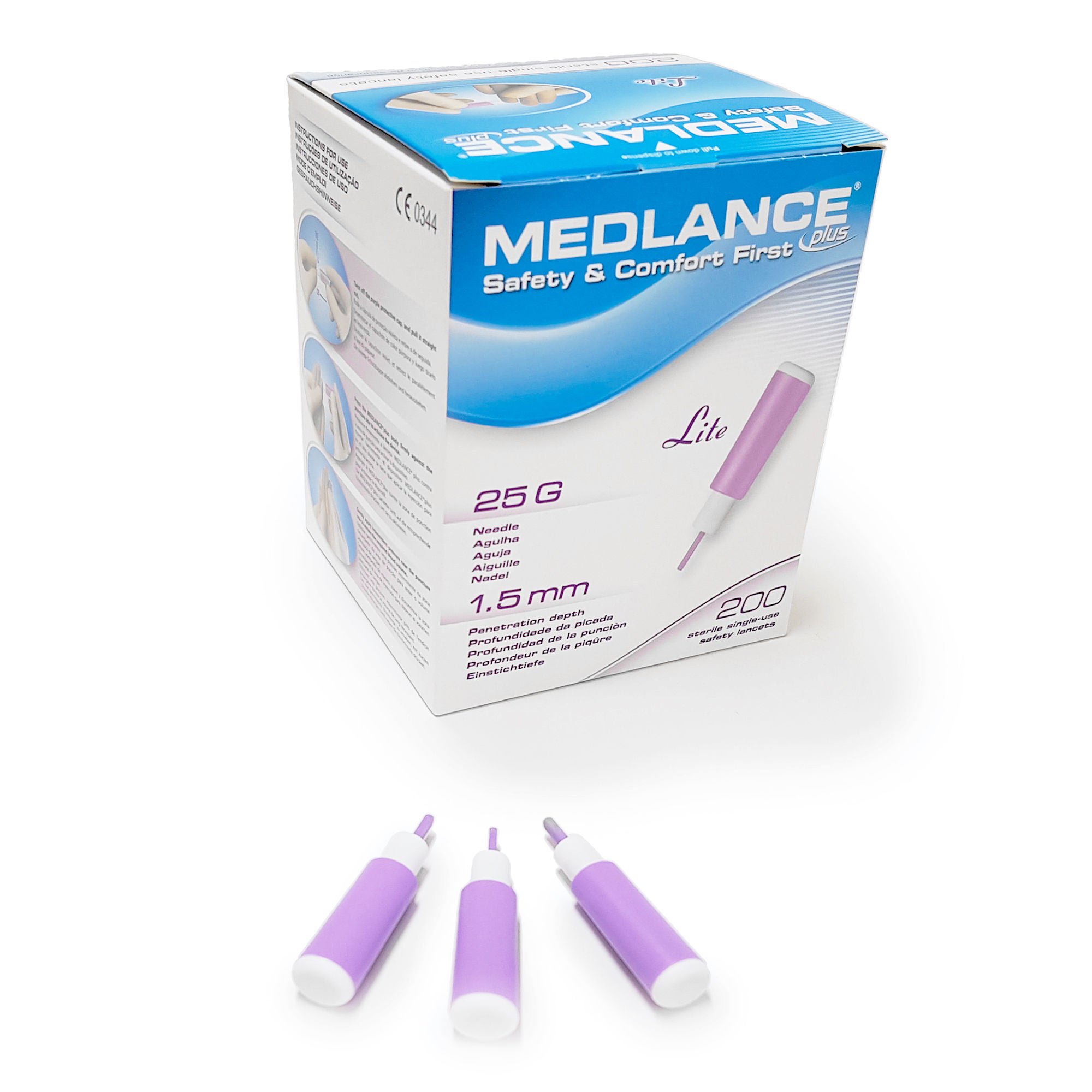 Medlance® Plus Safety Lancet, 25 Gauge, 1.5 mm Depth, Purple