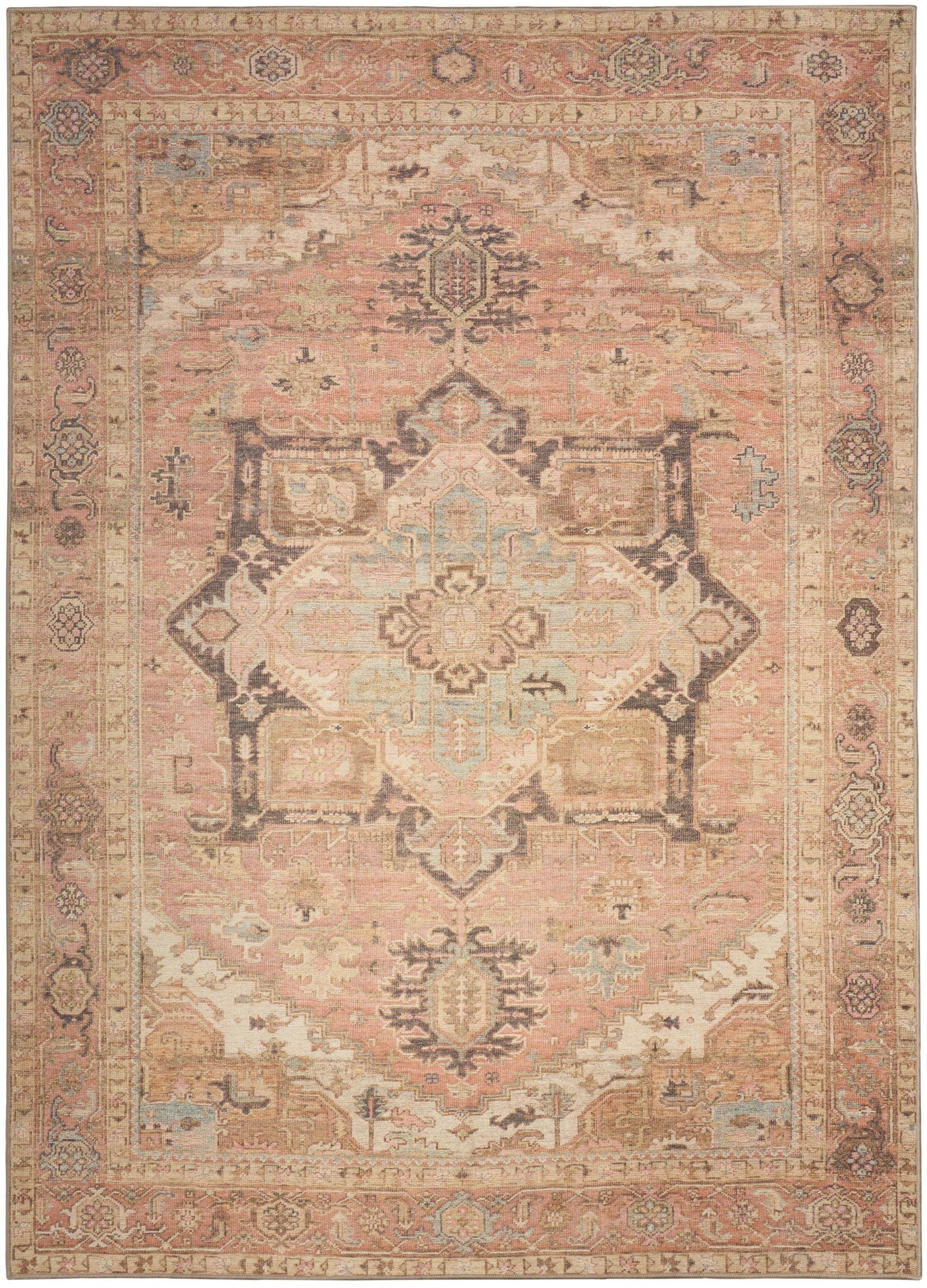 Nourison Vintage Washables 4' x 6' Coral Multicolor Vintage Indoor Rug