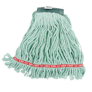 Rubbermaid Commercial, Web Foot, Blend Looped-End Wet Mop Head with 5" Headband, 20 oz, Green