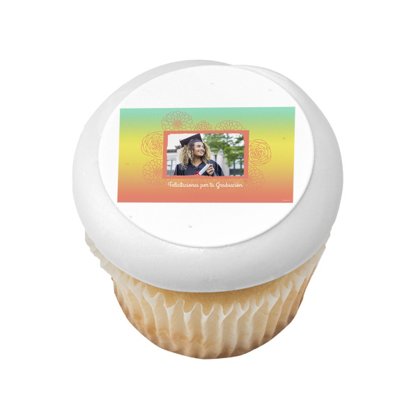 Felicitaciones por tu Graduación Floral PhotoCake® Edible Image® Frame