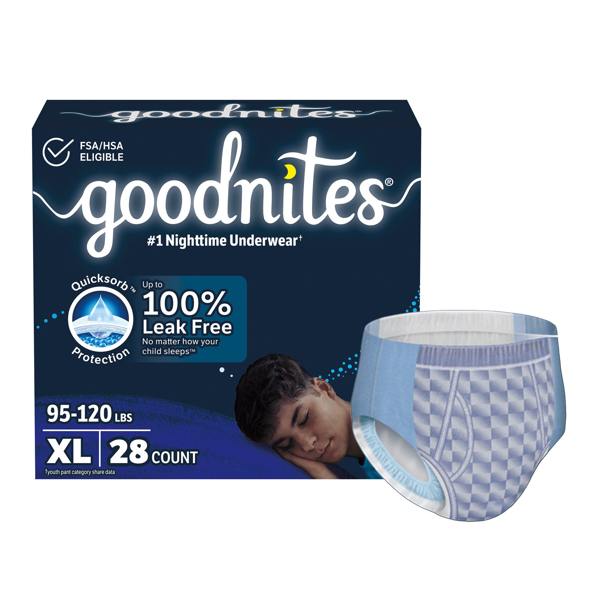 GoodNites® Night Time Underwear, Extra Large for Boys weighing 95 – 140 lbs.