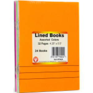 Bright Colors Lined Blank Books - 4.25 x 5.5" - Pack of 24