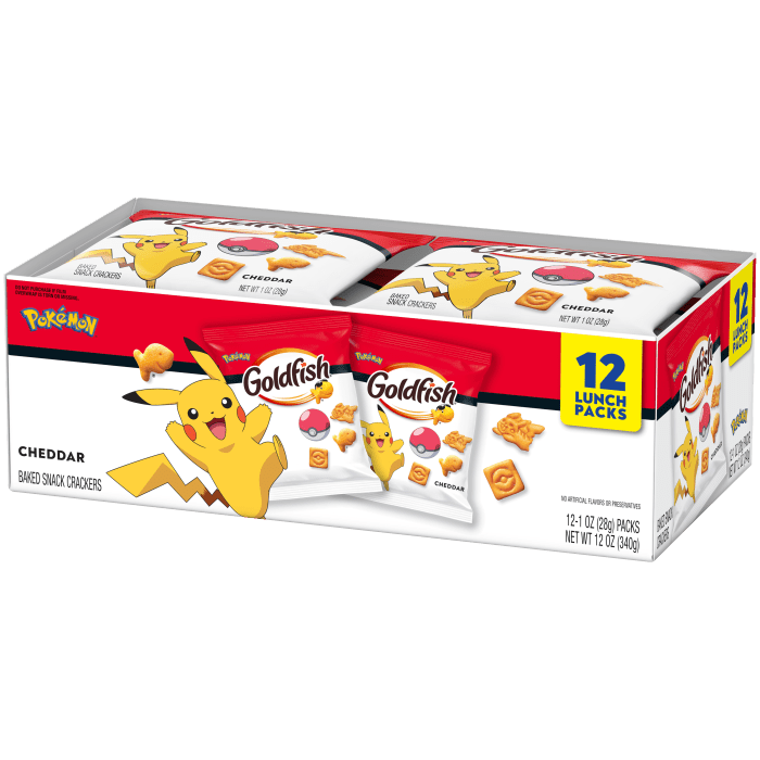 Goldfish® Pokémon Cheddar Baked Snack Crackers, 12 count box, 1 oz, bag - Right Angle Image