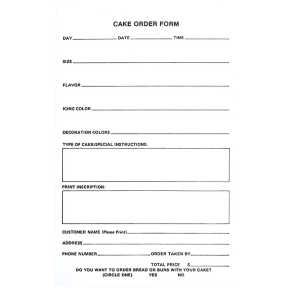 Pad Cake Order Form