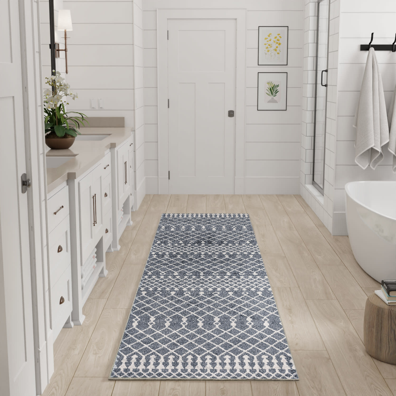 Nourison Astra Machine Washable 2' x 6' Denim Bohemian Indoor Rug