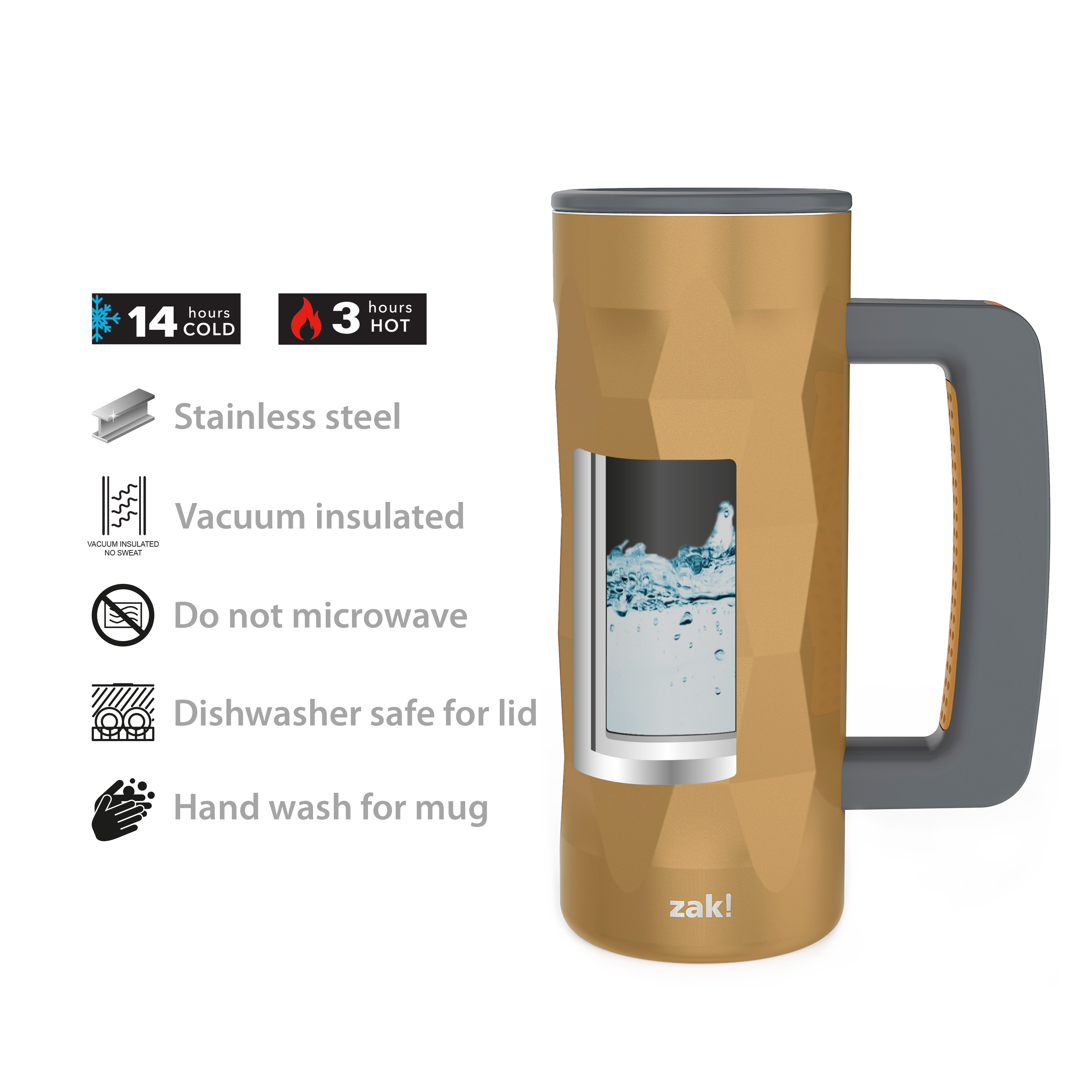 Fractal 16 ounce Vacuum Insulated Stainless Steel Mug, Bronze slideshow image 7 Fractal 16 ounce Vacuum Insulated Stainless Steel Mug, Bronze slideshow image 7