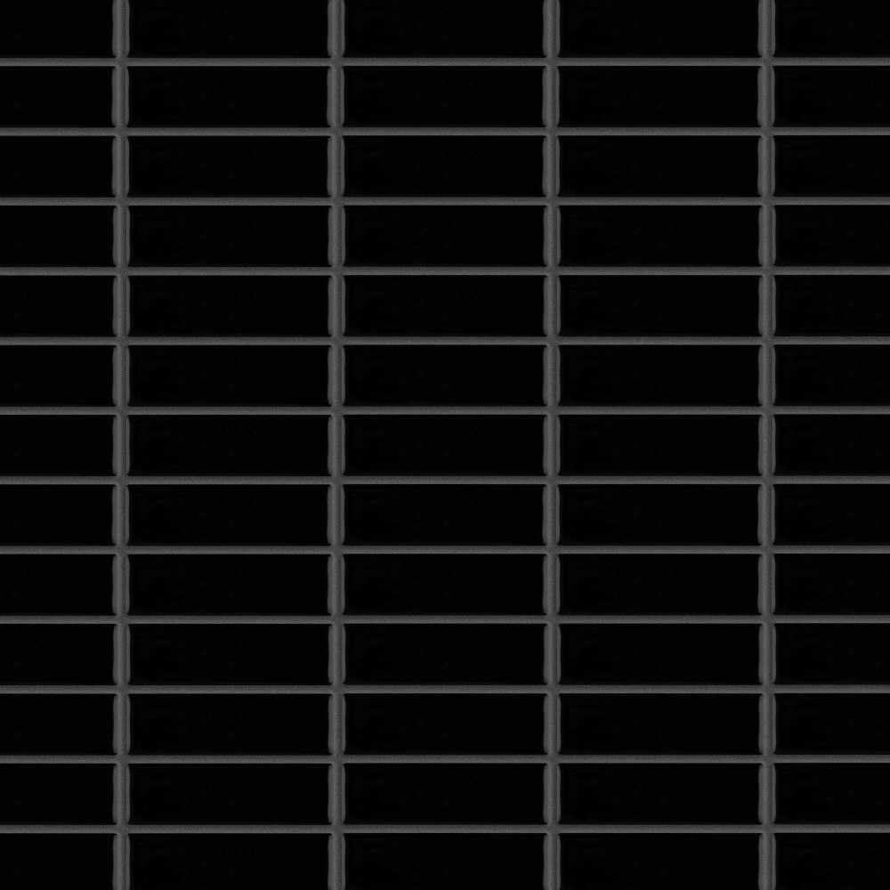 Metro Brick Stacked Glossy Black 11-1/2 in. x 11-3/4 in. Porcelain Mosaic Tile