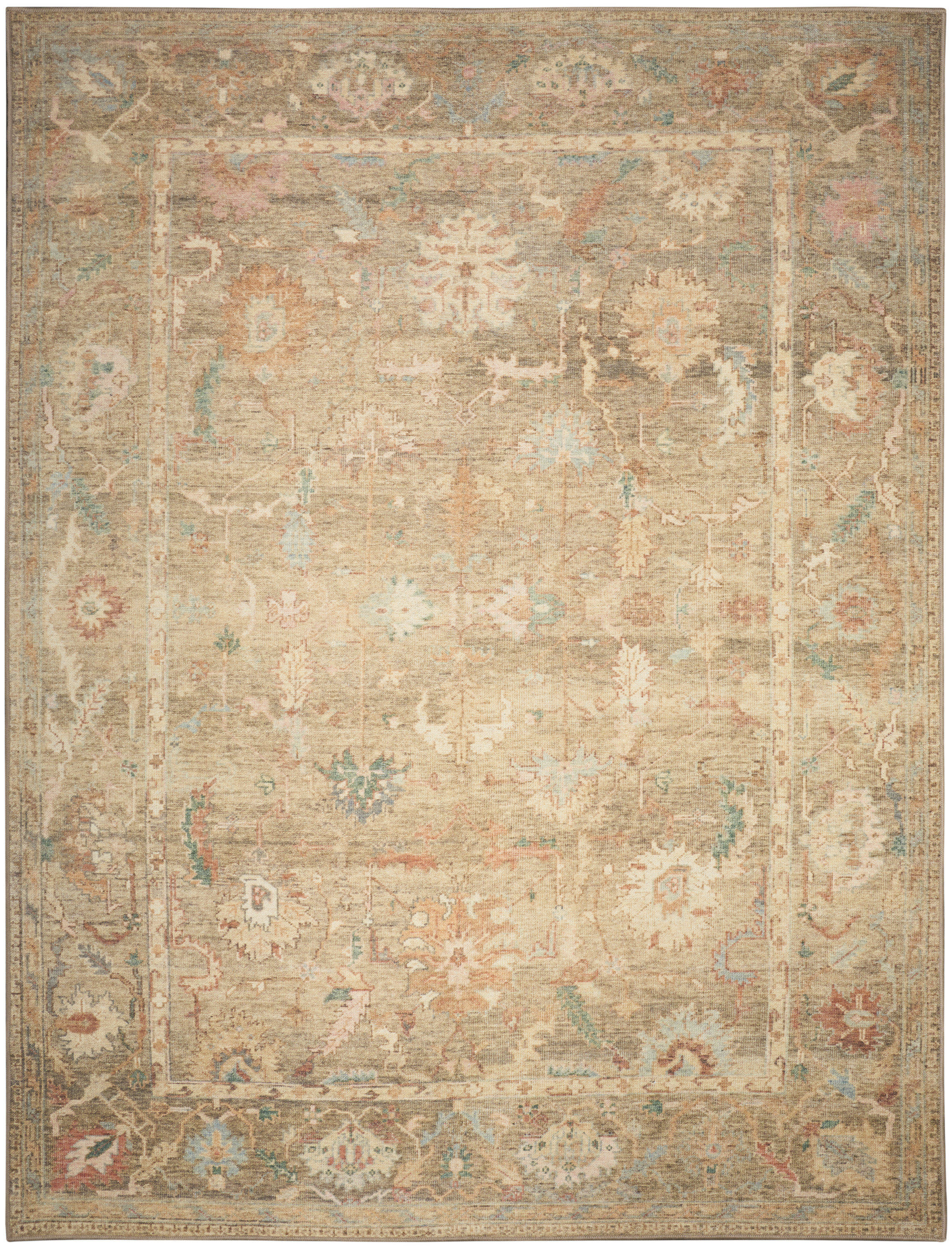 Nourison Vintage Washables 7'10" x 9'10" Taupe Multicolor Vintage Indoor Rug