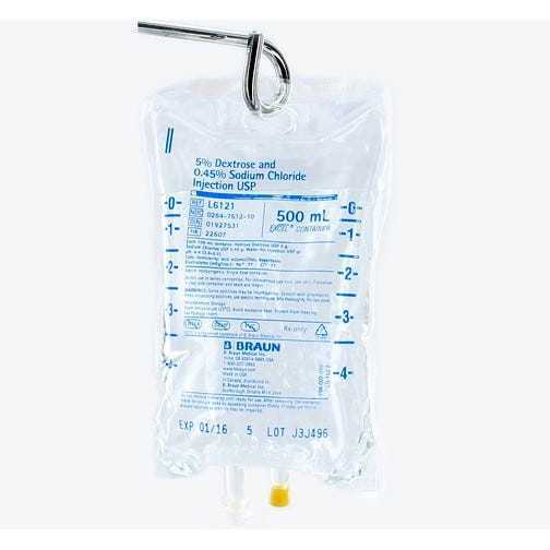 5% Dextrose and 0.45% Sodium Chloride, 500ml Plastic Bag for Injection